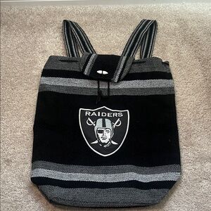 Raiders Black and Gray Drawstring Bag